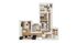 Modern L-shaped floor plan showcasing 3 bedrooms, an open living area, a sleek kitchen, and two bathrooms, ideal for comfortable city living.