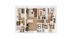 Modern 3D floor plan showcasing three bedrooms, open living room, sleek kitchen, and dual bathrooms with stylish finishes.