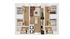 Modern floor plan showcasing a sleek 3-bedroom apartment with a cozy living area, stylish kitchen, and two elegant bathrooms.