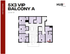 Spacious 5-bedroom floor plan featuring a VIP balcony, modern kitchen, and open living area, totaling 1209 sq ft at Hub Tuscaloosa.