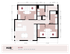 Modern 2x2 apartment floor plan featuring open living area, two spacious bedrooms, and two bathrooms, offering 1067 sq ft of stylish living at HUB Bancroft.