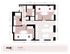 Modern floor plan of a 2x2 apartment at Hub Bancroft, featuring two spacious bedrooms, two bathrooms, an open-concept living and dining area, and a well-appointed kitchen, spread over 929 sq ft.