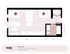 Modern Studio D DO floor plan featuring an open living area with dual sleeping zones, compact kitchen, and private bathroom, offering 484 sq ft of efficient living space.