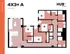 Luxurious 4-bedroom floor plan with open-concept kitchen and living area, featuring three modern bathrooms at Hub Knoxville, 1444 sq ft.