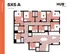 Modern floor plan for a Hub Knoxville apartment, featuring 5 bedrooms, an open-concept kitchen and living area, and multiple bathrooms, totaling 1570 sq ft.