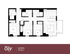 Modern floor plan showcasing a 3-bedroom, 3-bath VIP layout with an open living area and a sleek kitchen at Oliv Tempe, 1046 sq ft.