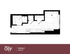 Compact Murphy A floor plan at Oliv Tempe featuring an efficient use of 381 sq ft with a well-designed living area, sophisticated kitchenette, and modern bathroom.