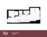 Murphy Oasis A 2D floor plan, showcasing a sleek studio layout with modern kitchen, cozy living area, and efficient bathroom in 381 sq ft.