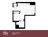 Modern floor plan of Studio Oasis A with open-concept living space and kitchenette, 506 sq ft in Oliv Tempe.