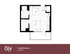 Modern studio floor plan featuring an open living area with a kitchen, private balcony, and a sleek bathroom, spanning 441 sq. ft.