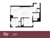 Modern 2x1 VIP A floor plan with two bedrooms, spacious open living area, and a functional kitchen, totaling 703 sq ft.