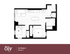 Modern 2x1 Oasis A floor plan featuring a spacious open-concept living area and kitchen, 703 sq. ft.