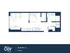 Chic studio apartment floor plan with open living area, modern kitchen, and efficient layout in Madison, 492 sq. ft.