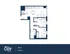 Modern floor plan featuring two bedrooms, an open living area, and a sleek kitchen in a 755 sq. ft. layout.