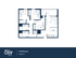 Modern floor plan of a 3-bedroom apartment featuring an open-concept living area, two bathrooms, and a spacious kitchen with an island, spanning 1026 sq. ft.