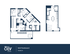 Elegant floor plan of Townhouse A in Liv Madison, featuring five bedrooms, 3.5 bathrooms, and an open-concept living area spread over 1736 sq. ft.