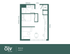 Modern floor plan of a 451 sq. ft. apartment featuring an open-concept sleeping and living area, kitchenette, and bathroom, ideal for urban living.