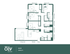 Modern floor plan of Oliv Highland featuring 4 bedrooms, spacious living room, and sleek kitchen, spread over 1378 sq. ft.