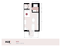 Chic Studio B floor plan at HUB Bancroft offering 433 sq ft of smartly designed space with a cozy bedroom area, modern kitchen, and compact bathroom.
