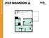 Modern 2x2 floor plan, 743 SF, featuring spacious open-concept living area, two bedrooms, and two bathrooms at Hub Gainesville University.