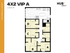 Modern 4x2 VIP A floor plan with four bedrooms and two bathrooms, featuring an open kitchen and living area, 1,068 sq ft at HUB Gainesville University.