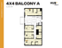 Expansive 4-bedroom apartment floor plan with a private balcony, modern kitchen, and spacious living area, totaling 1,215 sq ft at HUB Gainesville University.