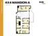 Spacious 4x4 Mansion A floor plan with 4 private bedrooms, each with an ensuite bathroom, a modern kitchen, and an inviting living area, totaling 1,232 sq ft at Hub Gainesville University.