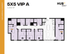 Modern 5x5 VIP A floor plan with 5 bedrooms, spacious communal kitchen, and living area at Hub Gainesville University, 1,464 sq ft.