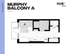 Efficient Murphy Balcony A floor plan with modern amenities, featuring open living space in 332 sq ft at HUB Limestone.
