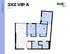 Modern 3-bedroom floor plan at HUB Lexington Limestone with spacious living area and two bathrooms, covering 946 square feet.