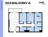 Modern 3-bedroom apartment floor plan with spacious balcony, open-concept living and dining area, and efficient kitchen layout, totaling 1015 sq ft.