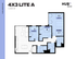 Modern 4x3 Lite A floor plan featuring private bedrooms, spacious living area, and well-appointed kitchen, 1208 square feet.