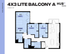 Modern 4x3 Lite floor plan with balcony, featuring three spacious bedrooms and an open-plan living area, totaling 1068 sq ft at Hub Limestone.
