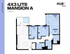 Modern 4x3 Lite Mansion A floor plan with three bedrooms, spacious open-concept living area, and private balcony, encompassing 1208 square feet in HUB Lexington Limestone.