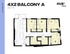 Modern 4-bedroom floor plan with open-concept living area, balcony, and 1017 sq ft at Hub Lexington Limestone.