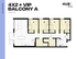 Modern 4-bedroom floor plan with VIP balcony, spacious living area, and sleek kitchen layout at 1095 sq ft.