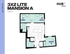 Modern 3x2 Lite Mansion A floor plan featuring 3 bedrooms, open living and dining area, compact kitchen, all within 848 sq ft. Ideal for stylish urban living at HUB Limestone.