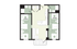 Modern floor plan showcasing three spacious bedrooms, an open kitchen with island seating, and two elegant bathrooms, designed for comfort and style.