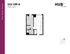 Modern 1-bedroom floor plan of VIP A at Hub State Street, offering 526 sqft with an efficient layout including an open living area and kitchen.