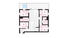 Elegant floor plan showcasing 4 bedrooms, a modern kitchen, and open living space, complemented by a private balcony with a pool.