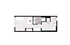 Modern 2D floor plan showcasing a spacious studio apartment with an open living area, full kitchen, and well-appointed bathroom.