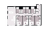 Contemporary apartment floor plan showcasing four bedrooms, three bathrooms, and an open-plan kitchen with living area.