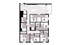 Modern floor plan featuring sophisticated shared living and dining space with five stylish bedrooms, perfect for communal living.