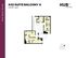Modern 4-bedroom suite with balcony, featuring spacious common areas and a flexible layout, 1036 sq ft.
