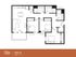 Modern 3x3 floor plan featuring three spacious bedrooms, open-concept living and dining area, and two bathrooms, covering 1106 sq. ft.