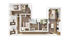 Modern 3D floor plan showcasing a stylish apartment with three bedrooms, two bathrooms, a sleek kitchen, and an inviting living area.
