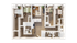 Modern 3D floor plan showcasing 3 spacious bedrooms, an open-concept kitchen and living area, and elegant bathrooms.