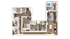Elegant 3-bedroom floor plan featuring a spacious open living area, modern kitchen, luxurious bathrooms, and a private balcony with a hot tub.