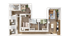 Elegant L-shaped floor plan showcasing 3 bedrooms, a cozy living room, modern kitchen, and two chic bathrooms with stylish wooden flooring.