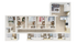 Modern 2D floor plan showcasing four cozy bedrooms, stylish open-concept living area, and a sleek kitchen with a breakfast bar.